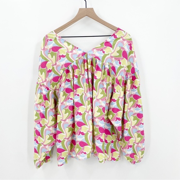 Michelle McDowell Colorful Spring Long Sleeve Blouse Large - Picture 2 of 5